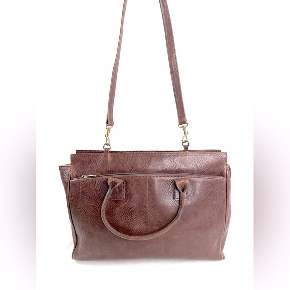 Piel Morena Brown Leather Large Briefcase Business Laptop Travel - Picture 1 of 11